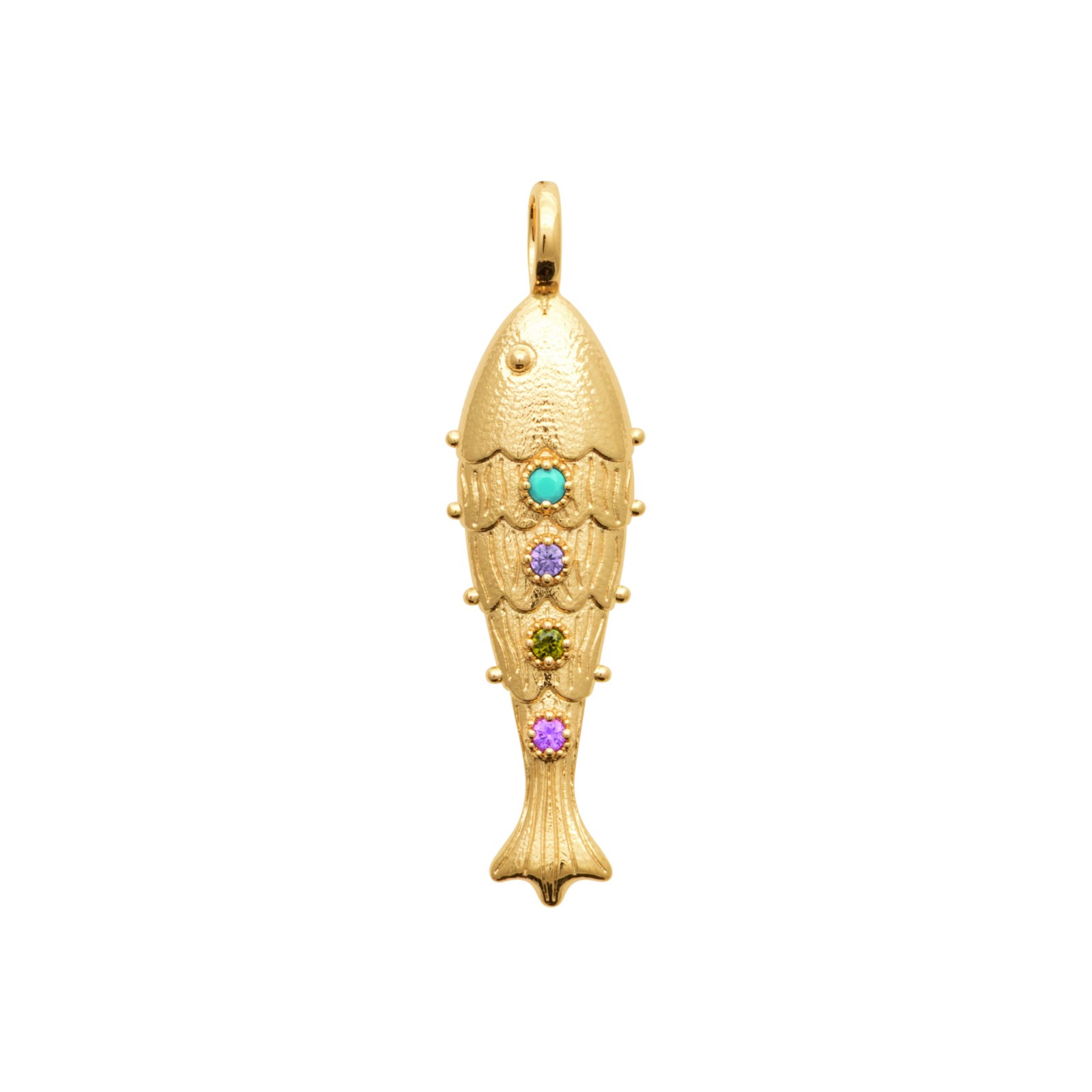 Petit pendentif poisson en or plaqué 18 carats et pierres, le cadeau idéal pour femme