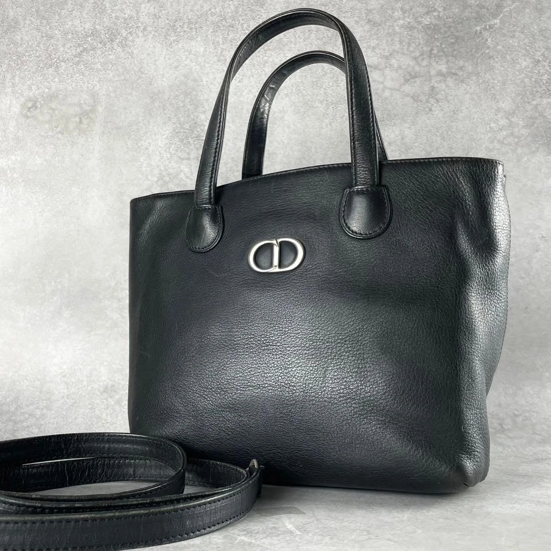 Sac à main Christian Dior 2 voies cuir Montaigne logo CD noir expédié du Japon