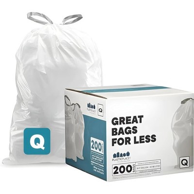 Plasticplace Custom Fit Trash Bags Compatible Simplehuman Code Q 200 Count