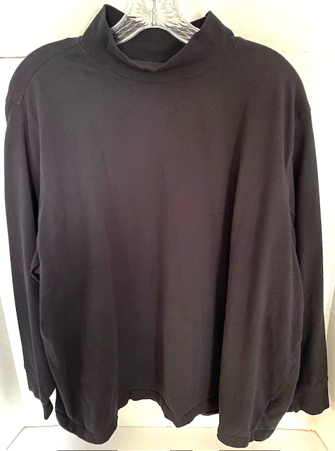 Lands' End Women's Sz. 3X-24W-26W Black Cotton Blend Long Sleeve Mock Turtleneck