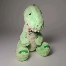FAO Schwarz Mint Green Dinosaur Plush 12 Stuffed Animal W/ Bow Tie