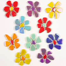 Buenoarte 454G 1 Lb Iridesent Random Petal Ceramic Mosaic Tiles For Crafts Bulk