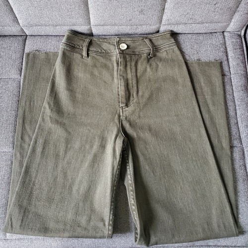 Miou Muse Straight Wide Leg Denim Pants Jeans Size S In Faded Olive - Picture 2 of 14