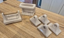 Vintage ceramic bathroom accessories. Mamie pink. Used