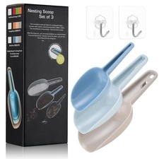 Plastic Food Scoops Set, 3-Piece Multipurpose Scoops for Kitchen & Pet Food