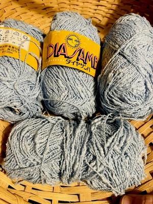 DIA SAMBA Slubbed Cotton Linen Yarn- Japanese Label- Dusty Blue- 3+ Skeins