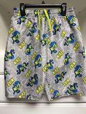 NIKE Boys XL Big Kids Octologo Packable 8" Volley Swim Shorts Grey/Volt