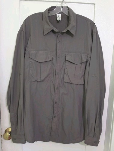 Magellan's Travel Gear Travel Hiking Safari Shirt Men MGray Vented Hidden Pocket