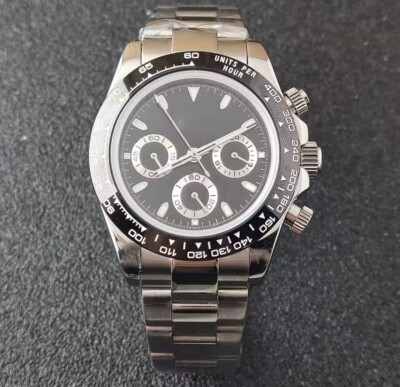 VK63 Panda Mod Chronograph Watch Black Diamond Meca Quartz Men | eBay