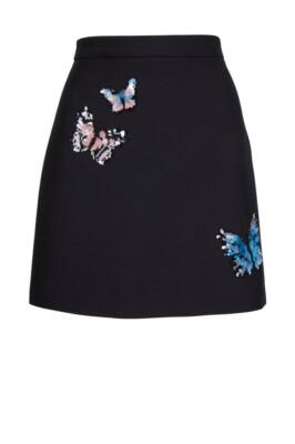 NWT Valentino Black Butterfly Embellished Mini Skirt Size US 2 $1,980