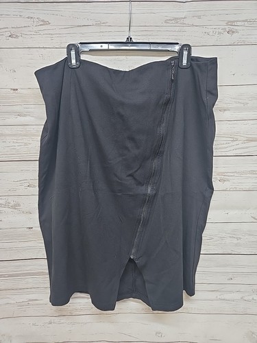 Cato Women's Wrap Pencil Skirt Size 20W Solid Black Full Zip Front Rayon Blend