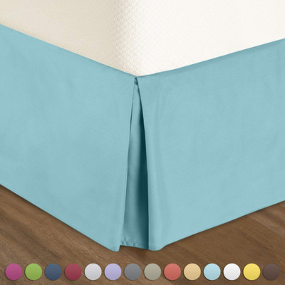 Pleated Bed Skirt King Size Light Blue Aqua Luxury Double Brushed Pleated Bed Skirt King Size Light, Turquoise King Size Bed Skirt