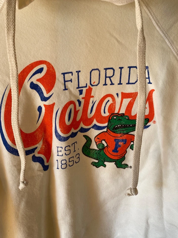 Original Retro Brand Women's Florida Gators Crop Hoodie Large Vintage White - Image 2 of 4