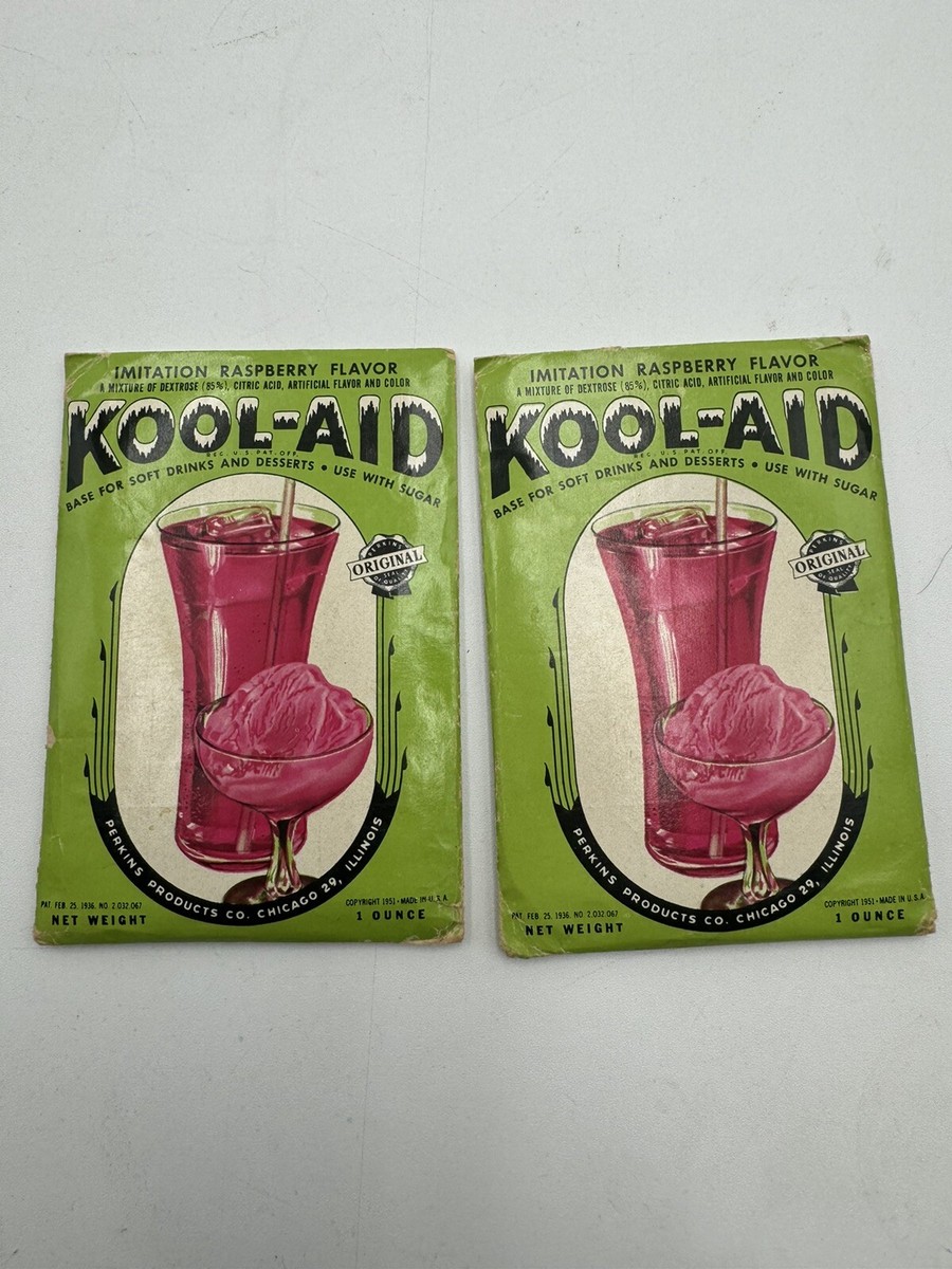 【美品のみ】 旧裏 まとめ売り Only beautiful items Vintage 1930s Kool-Aid Imitation Raspberry Flavor Packet NOS 1oz