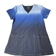 GT Performance Womans Lightweight Short Sleeve Blue Scrub Top Size Small