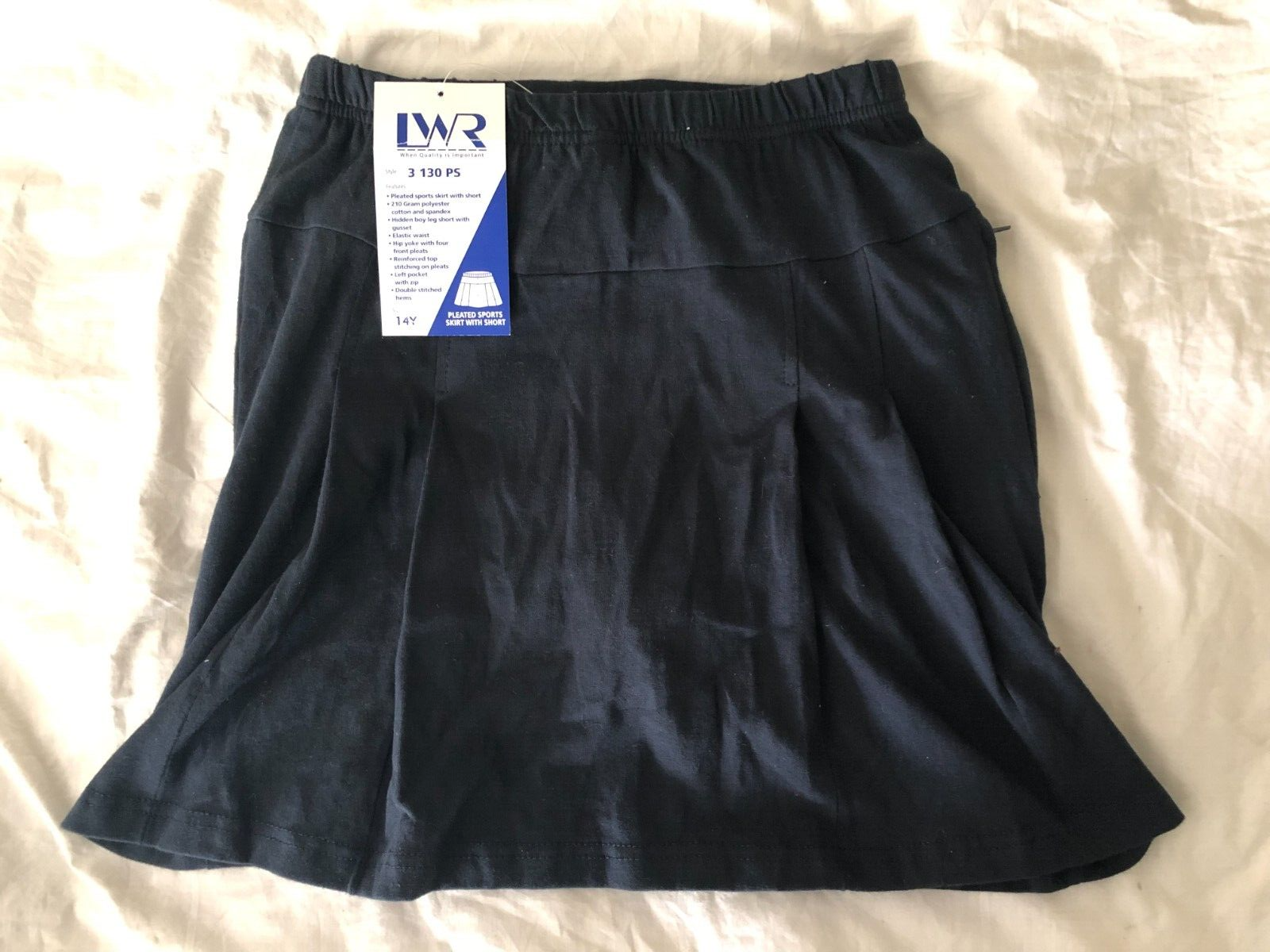 LWR Womens Blue Elastic Waist Pleated Sports Skirt with Built-In Shorts Size 14Y
