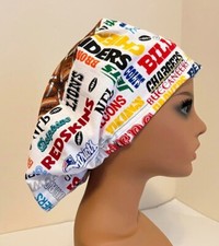 New FOOTBALL Sports SCRUBS HAT - Vet Nurse Cap Euro Bouffant Bonnet Hairnet