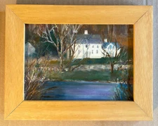 Original Oil on Board ( Miniature ) House Painting  Mary Green Laforge CT Artist