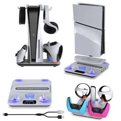 Console Charging Base Cooling Fan Headset Stand For PS5 Slim PS VR2 Accessories