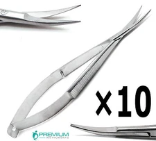 10 Pcs Micro Curved Eye Scissors Sharp/Sharp 4.5" Castroviejo Surgery Ophthalmic