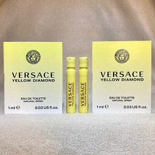 2x Versace Yellow Diamond Eau de Toilette Sample Sprays .03oz, 1ml New in Card