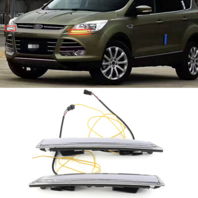 2X LED Daytime Running Fog Ligs Turn Signal Lamp For Ford Escape