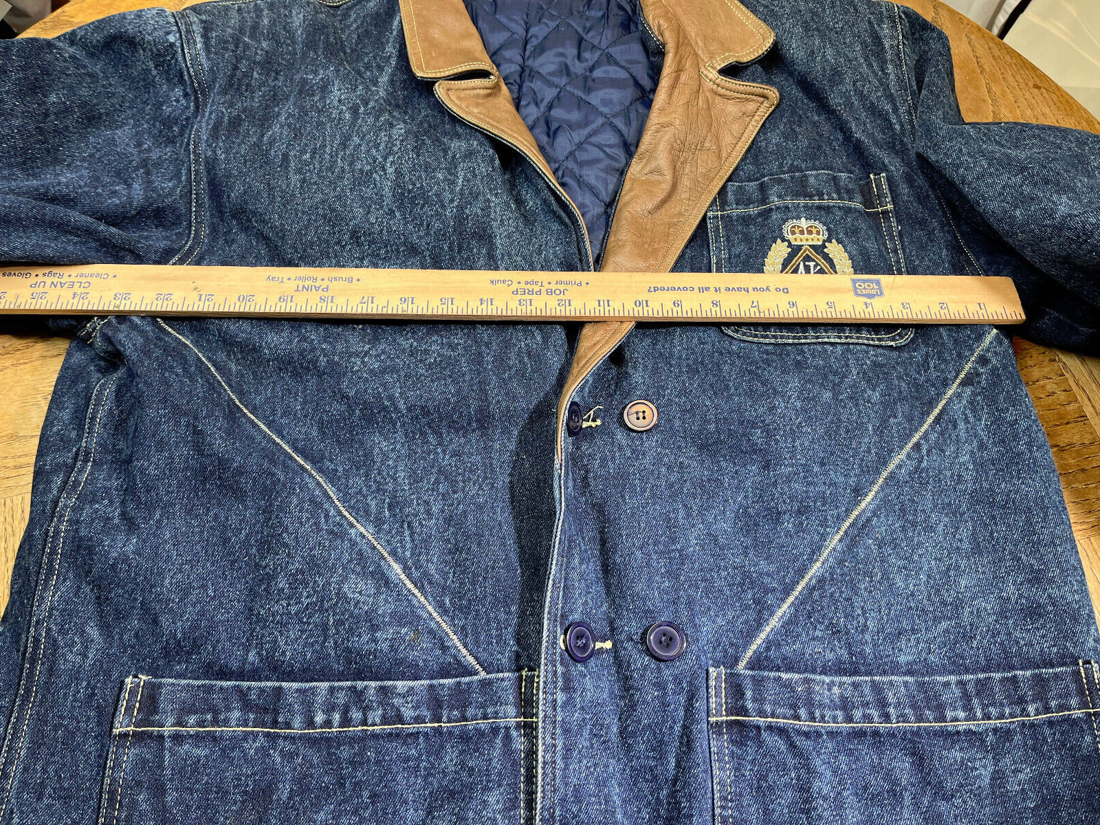 Vintage Armani Jeans AJ Medium Long Duster Denim Lined Jacket Rare Club Member image 7