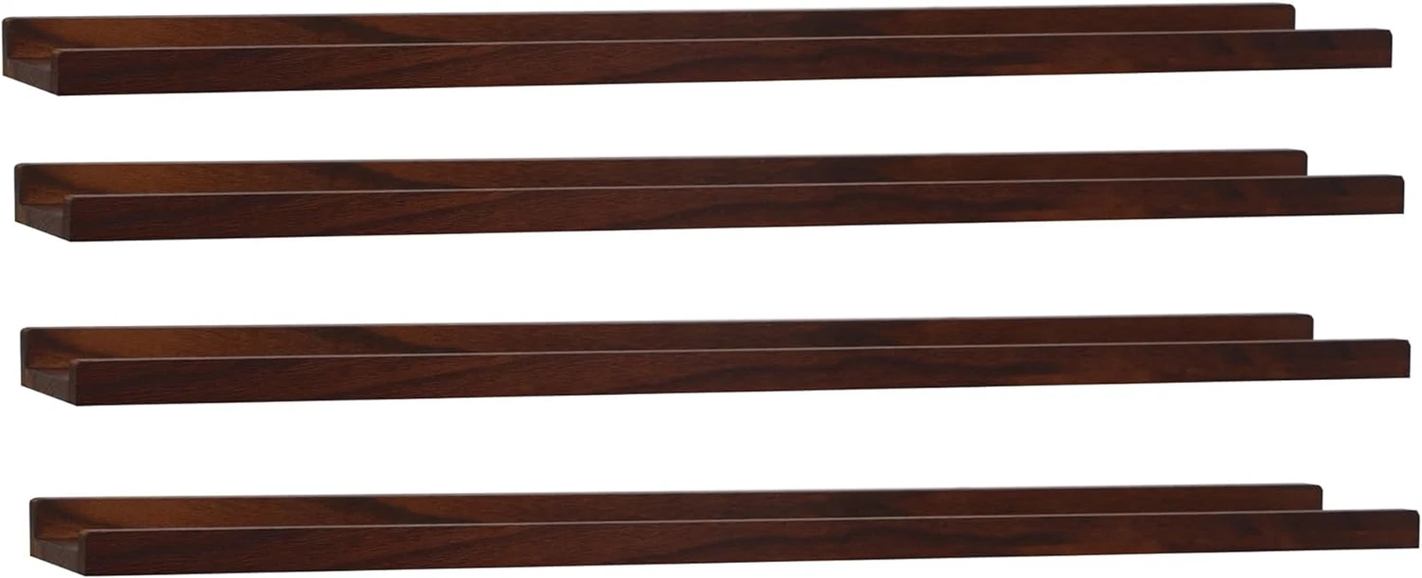 Rustic 36" Floating Shelves Set of 4 - Wall Mounted Wood Photo Display (Dark Wal