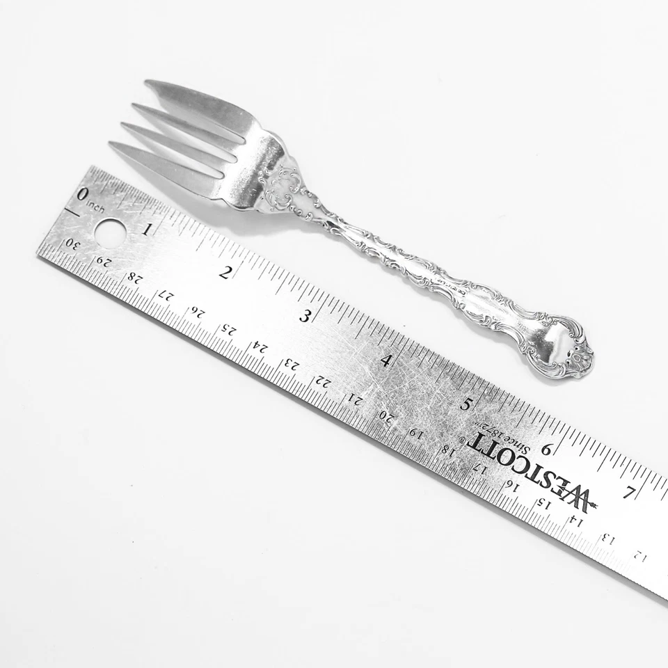 Juego de 4 tenedores de ensalada o postre Birks Pompadour de plata de ley Foto 3 de 3