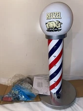 New Spinning REUZEL LIGHTED BARBER POLE pomade DISPLAY ADVERTISING