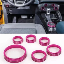 6pcs Air Condition Headlight Adijust Knob Trim Ring for Ford Bronco 2021+ Pink  
