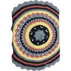 Crochet Mandala Throw Blanket Multicolor Handmade Round Scalloped Edge 42"