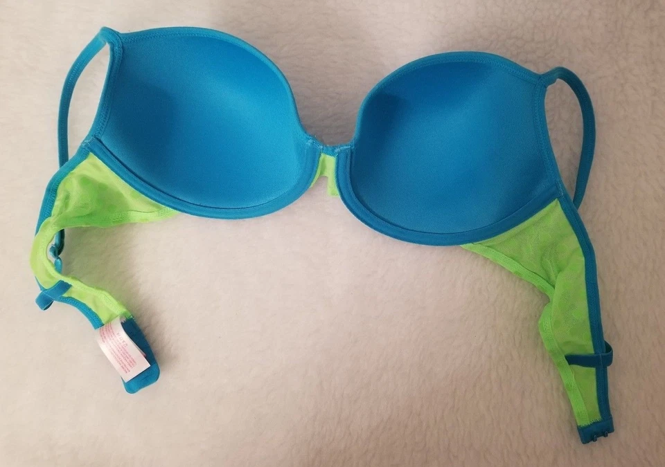 Sujetador para mujer No Boundaries Juniors talla 36 C azul verde lunares lisos con aros Foto 4 de 4