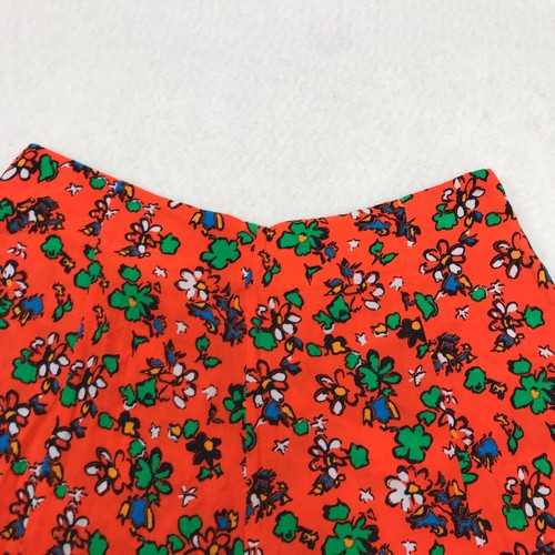 TopShop Shorts Womens 4 Orange Floral High Waisted Flat Front NEW - Picture 2 of 17