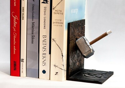 Mjolnir Thors Hammer Book Ends Avengers Marvel 3D printed painted