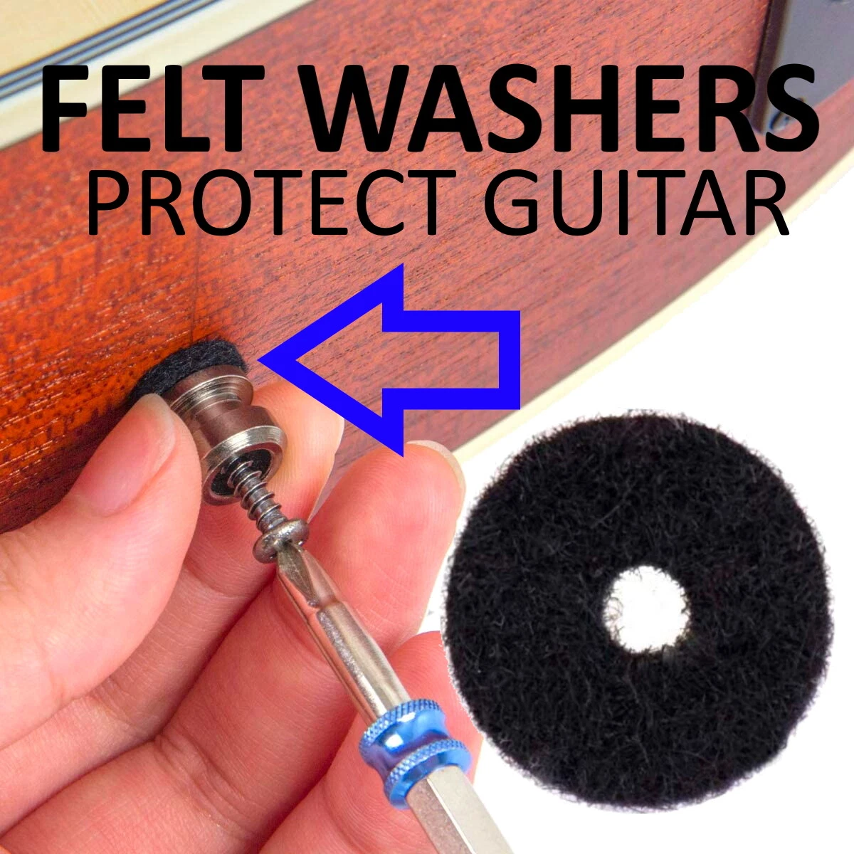 4 X Guitar Felt Washers Pads Black for Strap Button Protect Locks