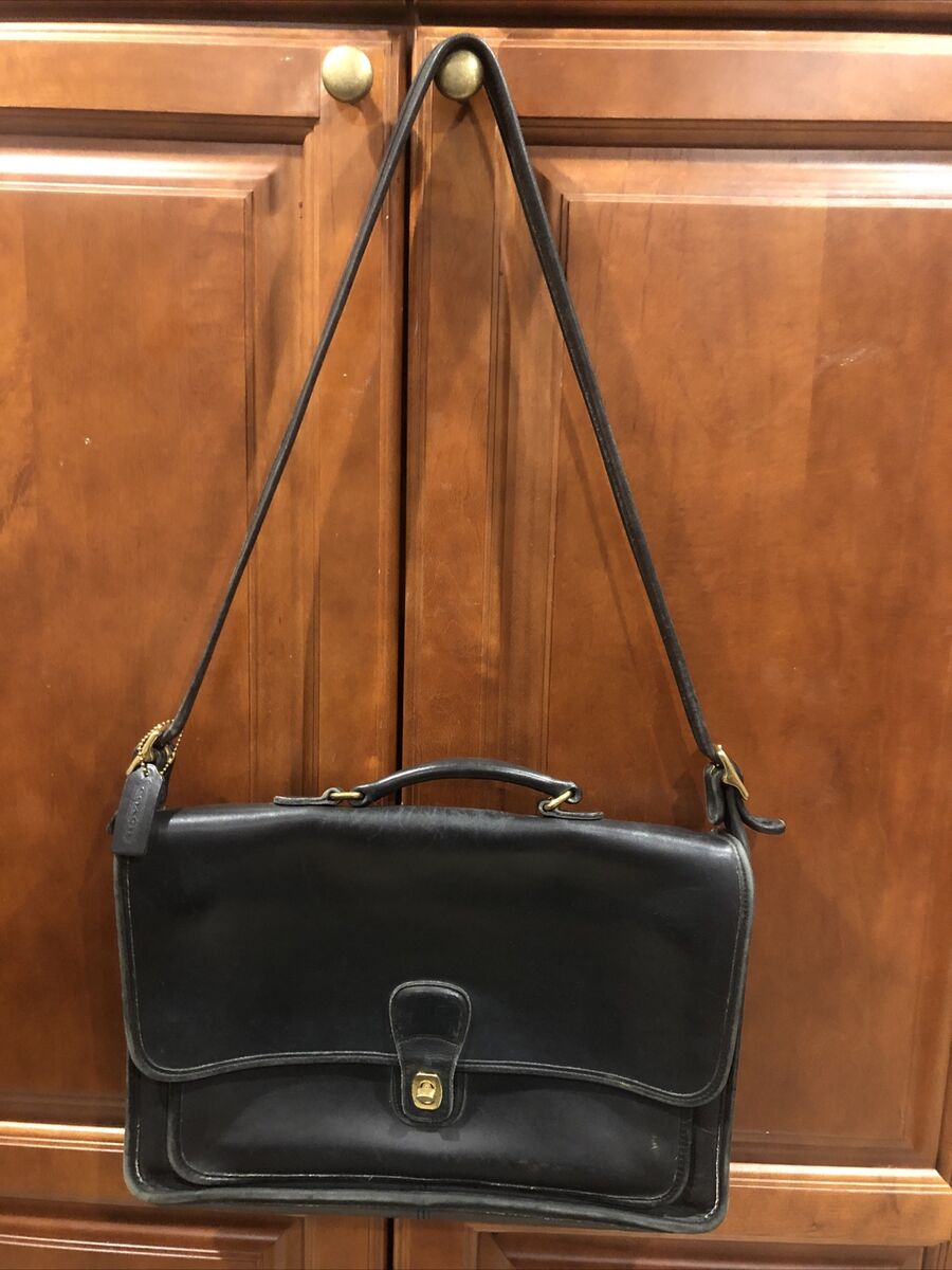 Vintage Coach Black Leather Metropolitan Briefcase Messenger Vintage Coach Black Leather Metropolitan Briefcase Messenger