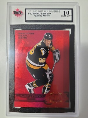 graded hockey cards for sale Mario Lemieux 2012-13 Precious Metal Gem RED Hockey Card #80/100 KSA Graded  10!!