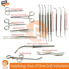 Dental Implant Syringe Grafting Bone Elevators Curette Sinus Lift Periosteal Kit