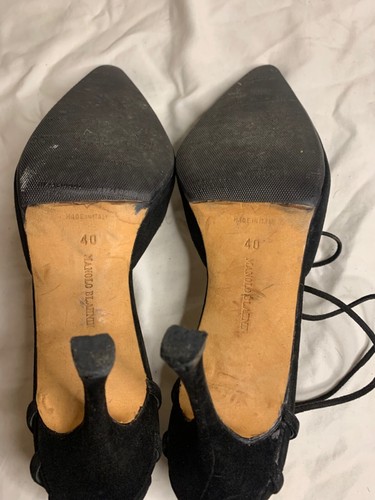 Manolo Blahnik Negro Tirantes Tacón Negro Gamuza Talla 40. US 10 - Imagen 12 de 16