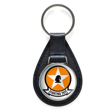 VF-202 'Fighting 202' Black Leather Keychain Silver Keyring Military Gift