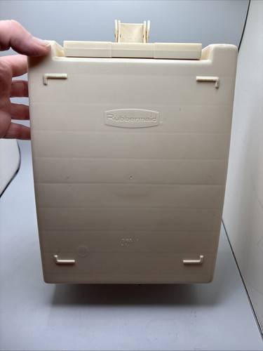 2 Rubbermaid Check File Storage Boxes 0185 Almond Portable Handle Lock Vintage - Picture 14 of 24