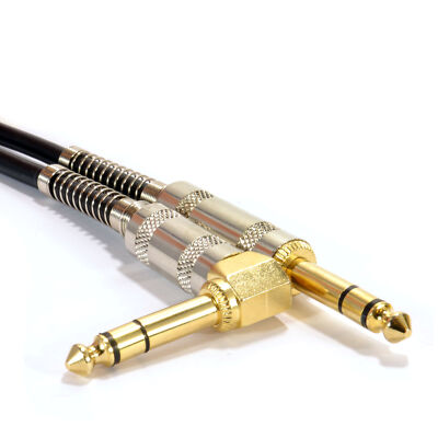 GOLD rechter Winkel Stereo/Balanced Jack 6,35 mm 1/4'' Gitarrenstecker Kabel Leitung 3 m