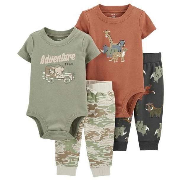 Carter s Infant 4 piece Layette Set Green Brown 3 Months