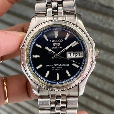 Rare Seiko 5 Superior SKZ049 Automatic 7S36-0090 Blue Dial Day