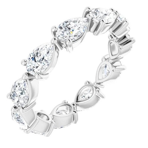 2.50 Ct Pear Cut Lab Created Diamond Eternity Band 14K Solid White Gold A - Picture 3 of 8
