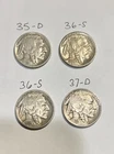 buffalo nickels lot (4) 35D, 36S, 36S, 37D