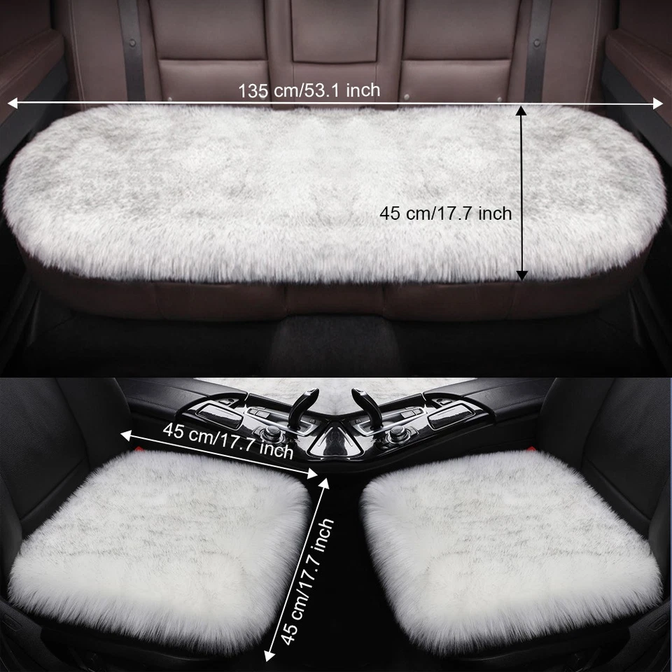 for Aston Martin Full Set Sheepskin Car Seat Cover Non-Slip Soft Front&Back Pad Foto 3 de 4