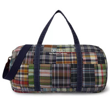 NEW Polo Ralph Lauren Men's Patchwork Madras Canvas Duffel Bag, Multi Color