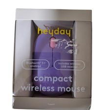 Heyday Compact Wireless Mouse Bluetooth 5.1 Purple Scroll Wheel USB Receiver